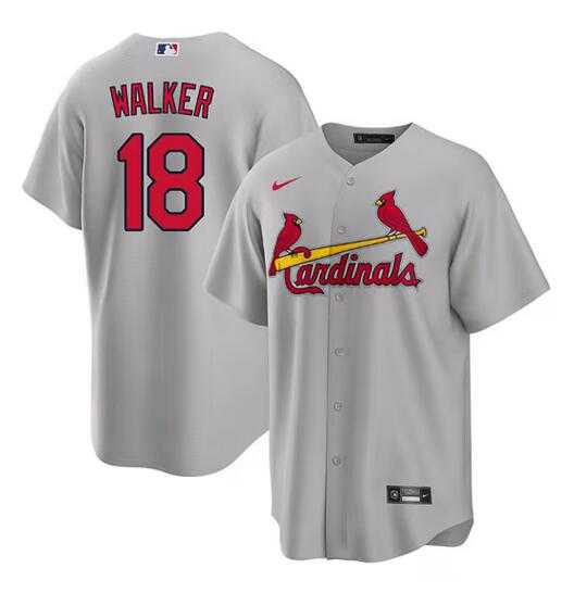 Mens St. Louis Cardinals #18 Jordan Walker Grey Cool Base Stitched Baseball Jersey Dzhi